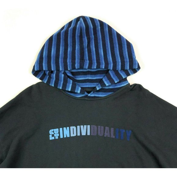 Cult Of Individuality Hoodie Hooded Sweatshirt Black Striped Mens Large Pullover - Picture 2 of 10